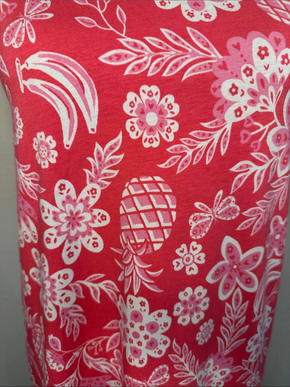 Cuddl Duds Coral Pink Floral Sleeveless Chemise with Ruffle Hem